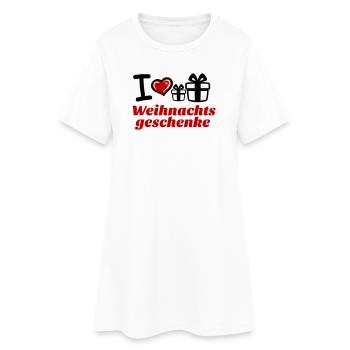 I Love Weihnachtsgeschenke  - Frauen T-Shirt-Kleid - Weiß - Vorne