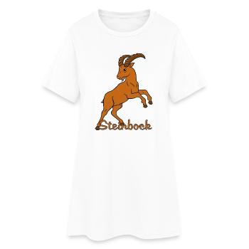 Sternzeichen Steinbock mit Schriftzug - Frauen T-Shirt-Kleid - Weiß - Vorne