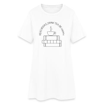 Lecture, thé et bonheur – Design - Robe T-shirt Femme - blanc - Devant