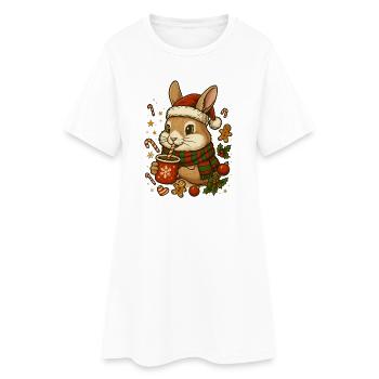 Lapin à Noël - Robe T-shirt Femme - blanc - Devant
