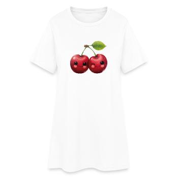 Cherries with a face - Women’s T-Shirt Dress - white - Front