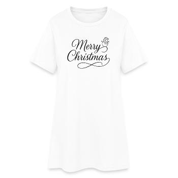 Lettrage courbé de Joyeux Noël avec neige - Robe T-shirt Femme - blanc - Devant