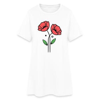 Coquelicot-coquelicots-minimaliste-Line-Art-5 - Robe T-shirt Femme - blanc - Devant