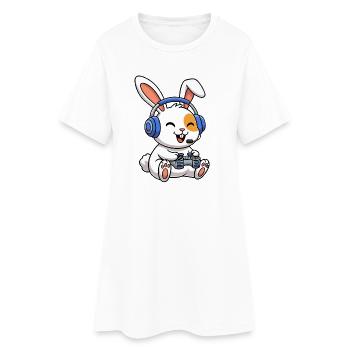 Rabbits playing games - Women’s T-Shirt Dress - white - Front