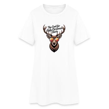 Deer with antlers Ugly christmas - Women’s T-Shirt Dress - white - Front