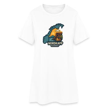 Coucher de soleil sur le Cap Nord à Klippan en Norvège - Robe T-shirt Femme - blanc - Devant