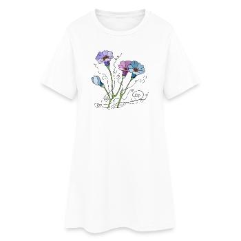 Blumen - Frauen T-Shirt-Kleid - Weiß - Vorne