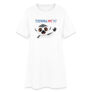 Äffchen verabschiedet sich: Tschau Mit V - Frauen T-Shirt-Kleid - Weiß - Vorne