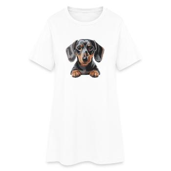 Dackel Welpe Illustration - Frauen T-Shirt-Kleid - Weiß - Vorne