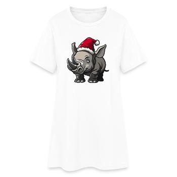Nashorn Weihnachten - Frauen T-Shirt-Kleid - Weiß - Vorne