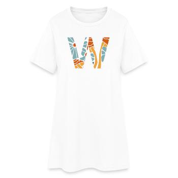 Lettre w fleurs groovy idée cadeau - Robe T-shirt Femme - blanc - Devant