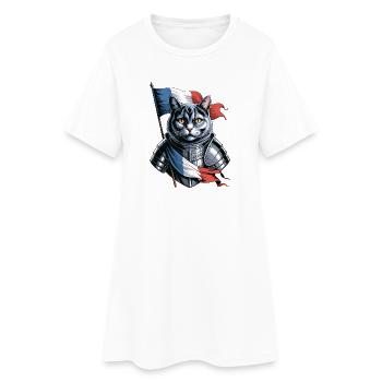 Frankreich Katze Ritter - Frauen T-Shirt-Kleid - Weiß - Vorne