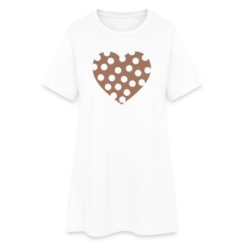 Cœur mocha troué  - Robe T-shirt Femme - blanc - Devant