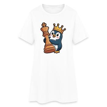 Mignon pingouin Chess King Queen Brain Game - Robe T-shirt Femme - blanc - Devant