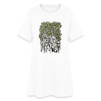 Feuilles en éventail avec racines pendantes - Robe T-shirt Femme - blanc - Devant
