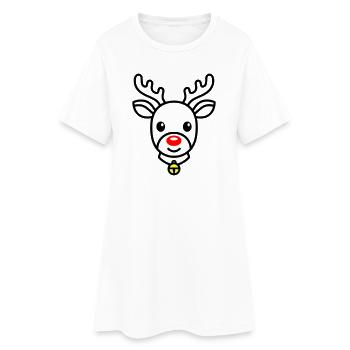 Süßes Rentier | Rudolph für Weihnachten - Frauen T-Shirt-Kleid - Weiß - Vorne
