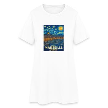 Marseille, France - Robe T-shirt Femme - blanc - Devant