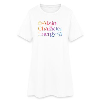 Main Character Energy bunt smilie - Frauen T-Shirt-Kleid - Weiß - Vorne