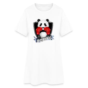Boxe Panda – Motif animalier amusant - Robe T-shirt Femme - blanc - Devant