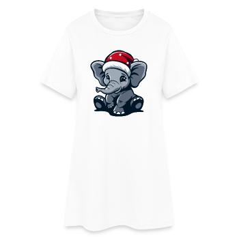Noël des éléphants - Robe T-shirt Femme - blanc - Devant