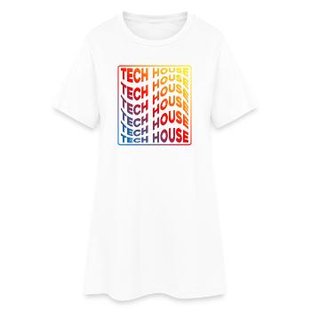 Tech House Neon Gradient Repeats - Women’s T-Shirt Dress - white - Front
