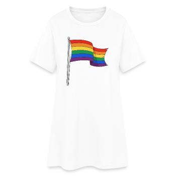Drapeau arc-en-ciel, pistes courbes - Robe T-shirt Femme - blanc - Devant