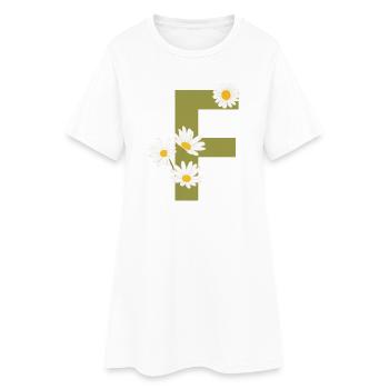 Buchstabe f Grüne Gänseblümchen - Frauen T-Shirt-Kleid - Weiß - Vorne
