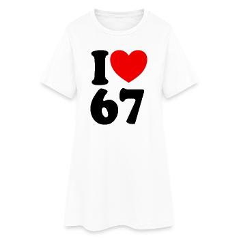 Fun 67 Number 6-7 I Heart 6 7 Six Seven - Women’s T-Shirt Dress - white - Front