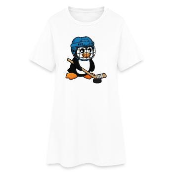 Lustiger Pinguin Hockey Spieler Comic Eishockey - Frauen T-Shirt-Kleid - Weiß - Vorne