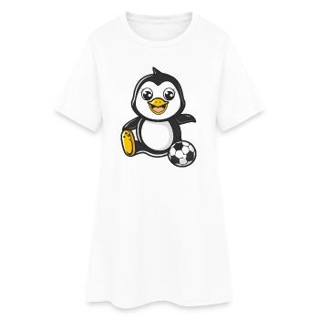 Joueur pingouin avec ballon de football - Robe T-shirt Femme - blanc - Devant