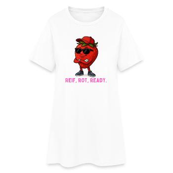Mascotte fraise rouge mûre prête - Robe T-shirt Femme - blanc - Devant