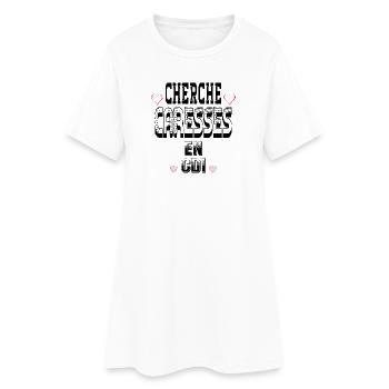 Cherche Caresses en CDI - Robe T-shirt Femme - blanc - Devant