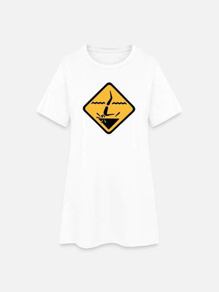 Tauchen Schild Grafik - Frauen T-Shirt-Kleid - Weiß