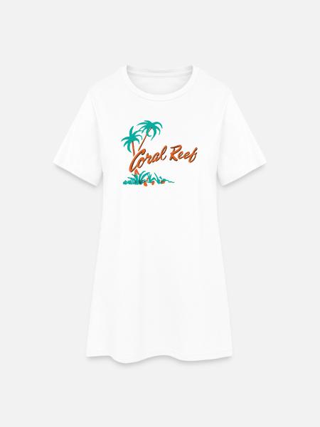 Logo der Korallenriff-Palme - Frauen T-Shirt-Kleid - Weiß