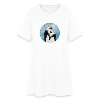 Zwei Pinguine im gemalten Winterdesign - Frauen T-Shirt-Kleid - Weiß - Vorne