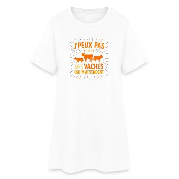 J'peux pas j'ai mes vaches - Robe T-shirt Femme - blanc - Devant