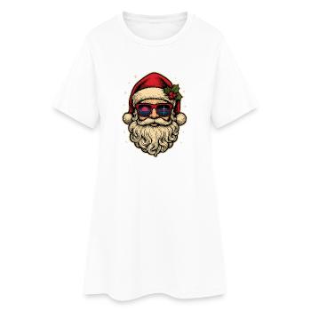 Cool chemise de Noël Père Noël cadeau - Robe T-shirt Femme - blanc - Devant
