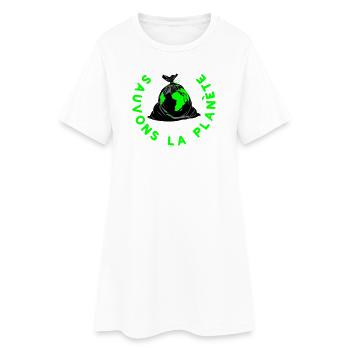 Rette den Planeten - Frauen T-Shirt-Kleid - Weiß - Vorne