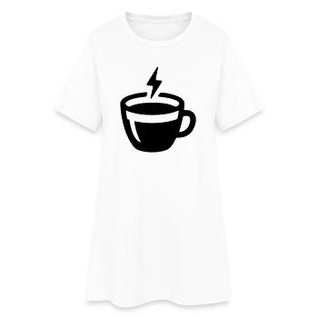 Energie-Kick: Kaffee-Tasse mit Blitz-Symbol - Frauen T-Shirt-Kleid - Weiß - Vorne