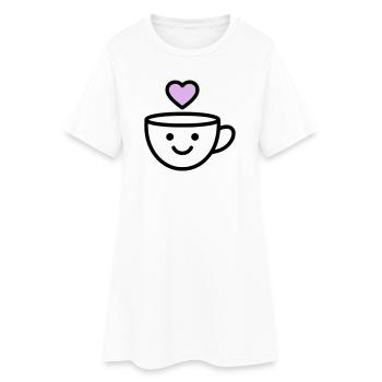 Guten-Morgen-Tasse mit Herz für dich - Frauen T-Shirt-Kleid - Weiß - Vorne