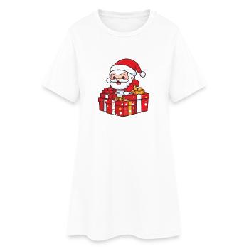 Père Noël Cadeaux Bande Dessinée Noël - Robe T-shirt Femme - blanc - Devant