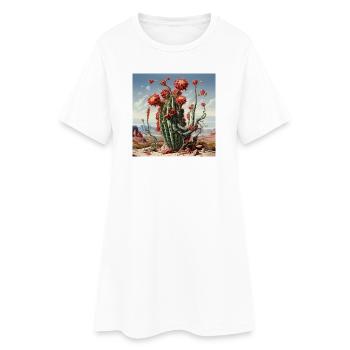 Cactus du désert aux fleurs rouges - Robe T-shirt Femme - blanc - Devant