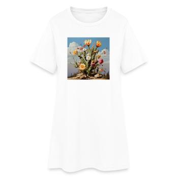 Fleur de cactus Couleur Rêve - Robe T-shirt Femme - blanc - Devant