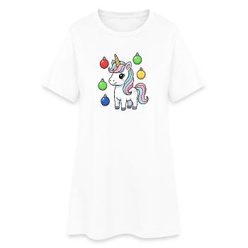 Licorne de Noël mignonne - Robe T-shirt Femme - blanc - Devant