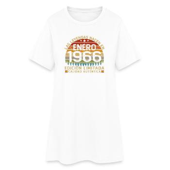 Né en janvier 1966, 60 ans d’anniversaire - Robe T-shirt Femme - blanc - Devant