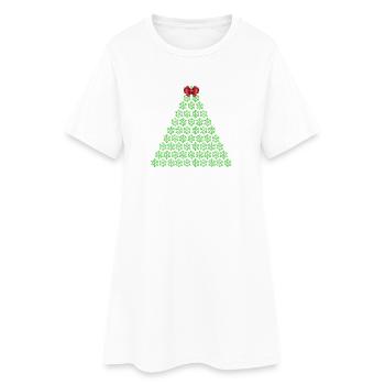 Sapin de Noël en flocon de neige avec nœud - Robe T-shirt Femme - blanc - Devant