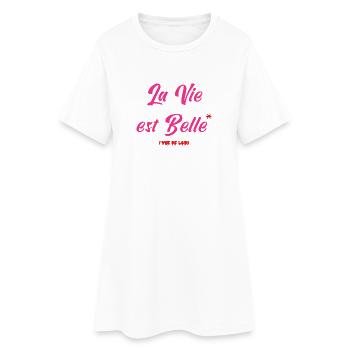 LA VIE EST BELLE ! (vue de loin)  - Robe T-shirt Femme - blanc - Devant
