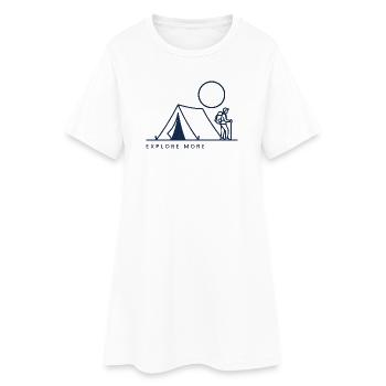 Explore More - Frauen T-Shirt-Kleid - Weiß - Vorne