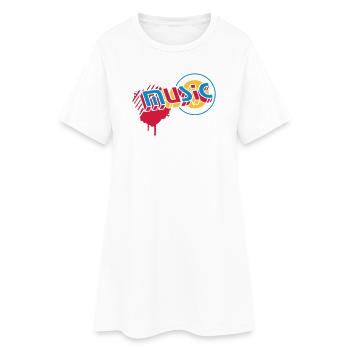 3D Musik Schriftzug im Graffiti Style - Frauen T-Shirt-Kleid - Weiß - Vorne