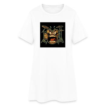 Angry Drumset Cartoon - Women’s T-Shirt Dress - white - Front
